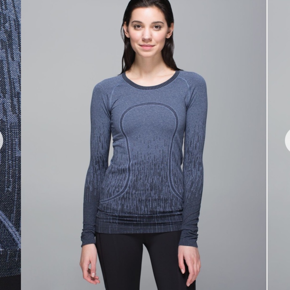Lululemon Run: Swiftly Tech Long Sleeve Crew in Heathered Navy 8